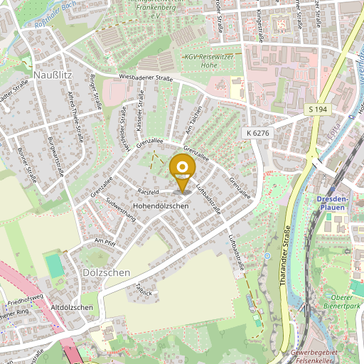 OpenStreetMap excerpt with pin on the Dresden headquarters