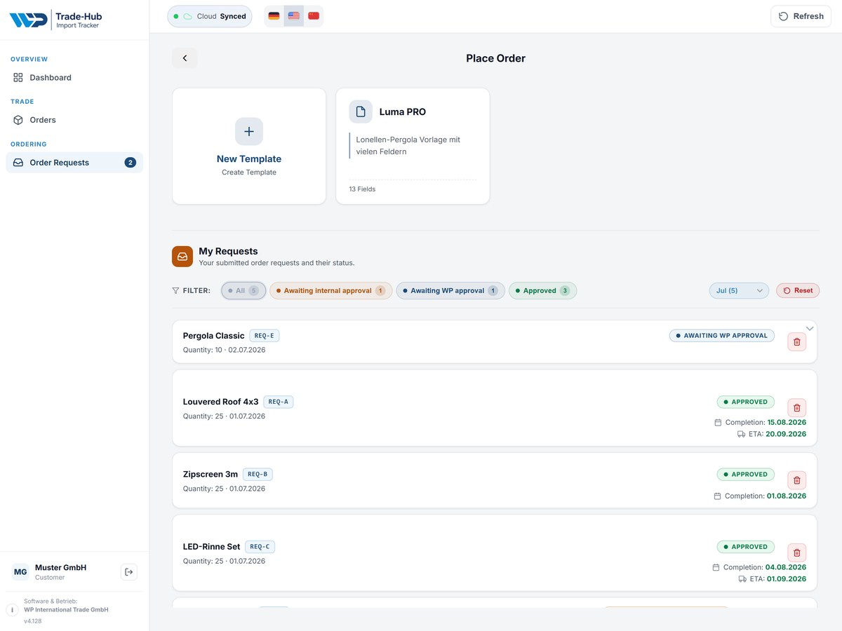 Trade-Hub on iPad: order requests